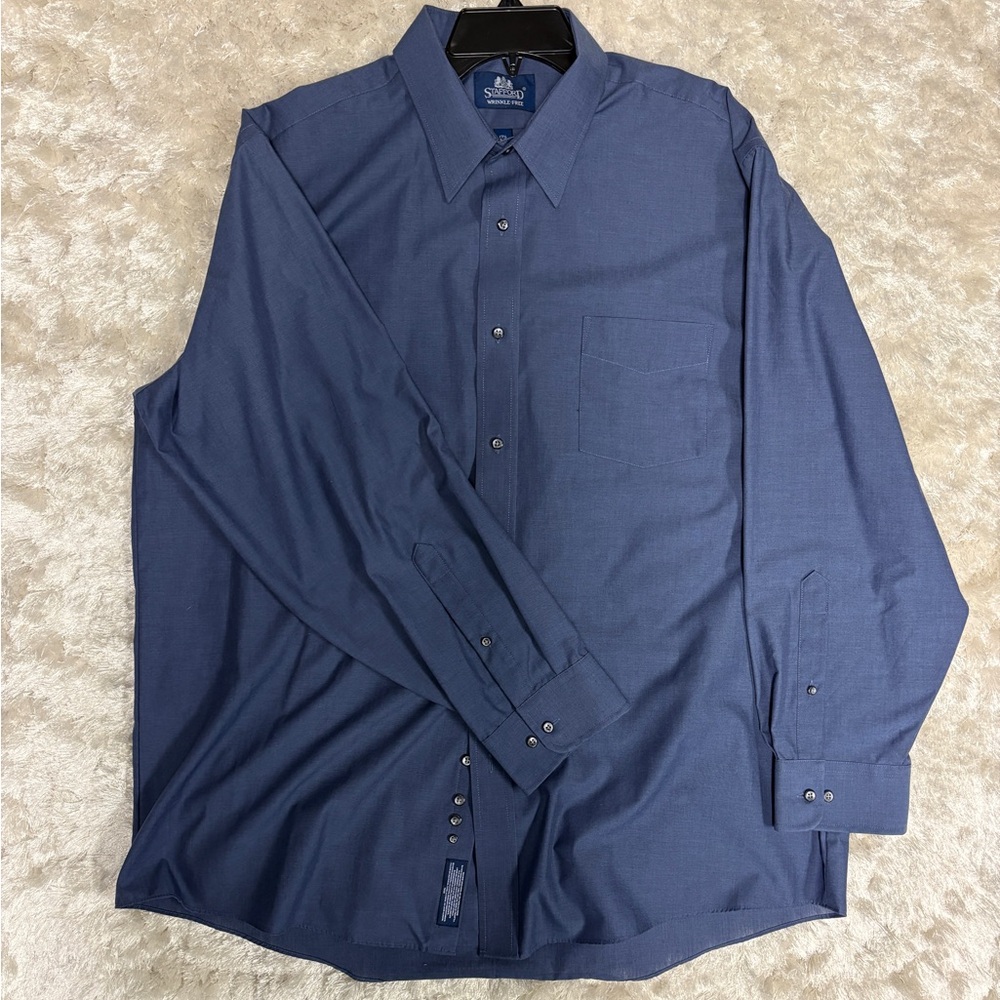 Stafford Men’s Navy Blue Work Business Formal Dress Shirt-Excellent condition